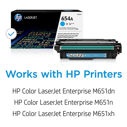 Genuine HP 654A Cyan Toner Cartridge, CF331A (15,000 pages) i