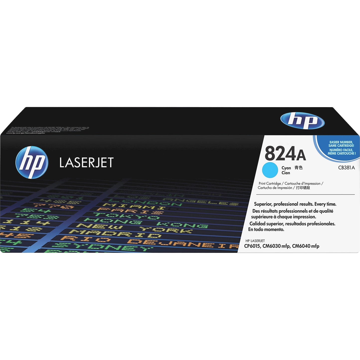 Genuine HP 824A Cyan Toner Cartridge, CB381A (21,000 pages) Image 1