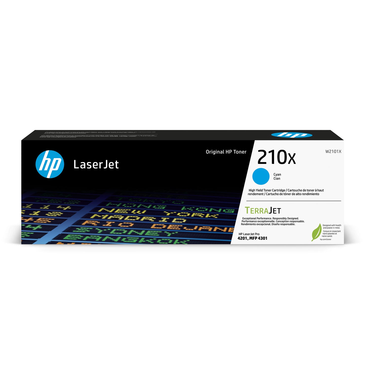Genuine HP 210X High Yield Cyan Toner Cartridge, W2101X (5,500 pages) Image 1