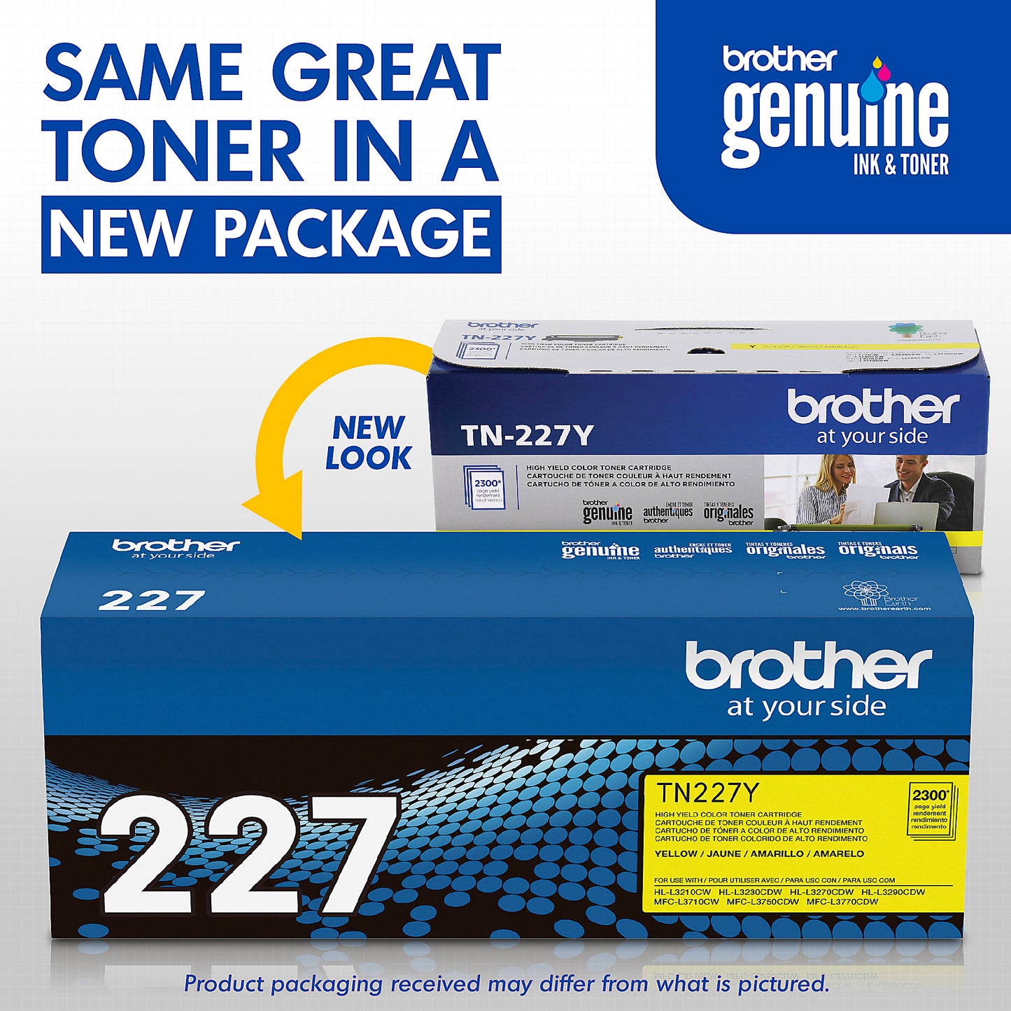 Genuine Brother TN227Y High Yield Yellow Toner Cartridge (2,300 pages) Image 3