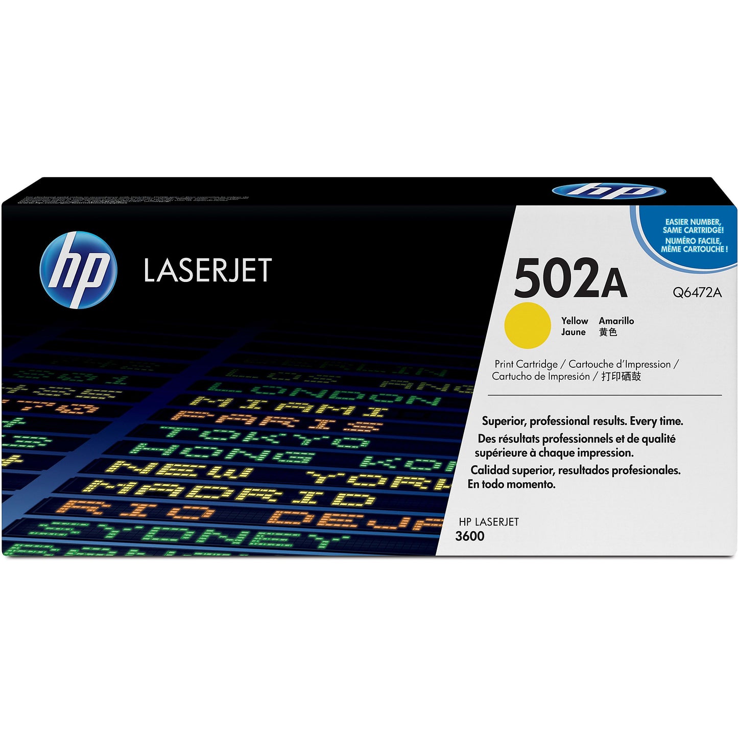Genuine HP 502A Yellow Toner Cartridge, Q6472A (4,000 pages)