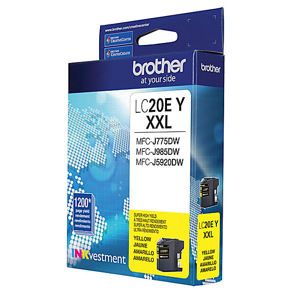 Genuine Brother LC20EY Yellow Ink Cartridge (1,200 pages) Image 2