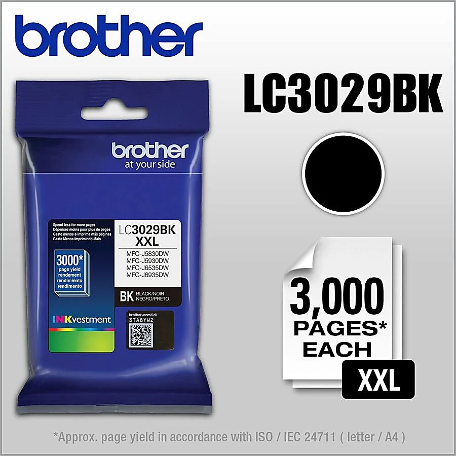 Genuine Brother LC3029BK Black Ink Cartridge (3,000 pages) Image 2