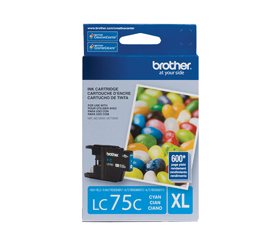 Genuine Brother LC75C High Yield Cyan Ink Cartridge (600 pages) Image 2