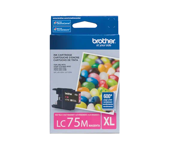 Genuine Brother LC75M High Yield Magenta Ink Cartridge (600 pages)