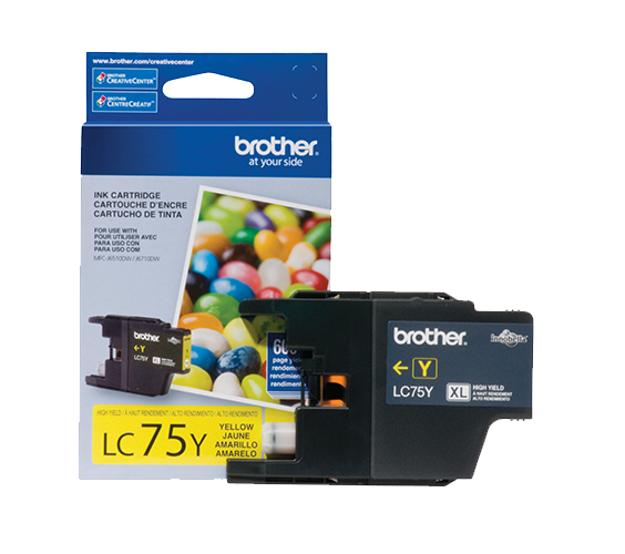 Genuine Brother LC75Y High Yield Yellow Ink Cartridge (600 pages) Image 2