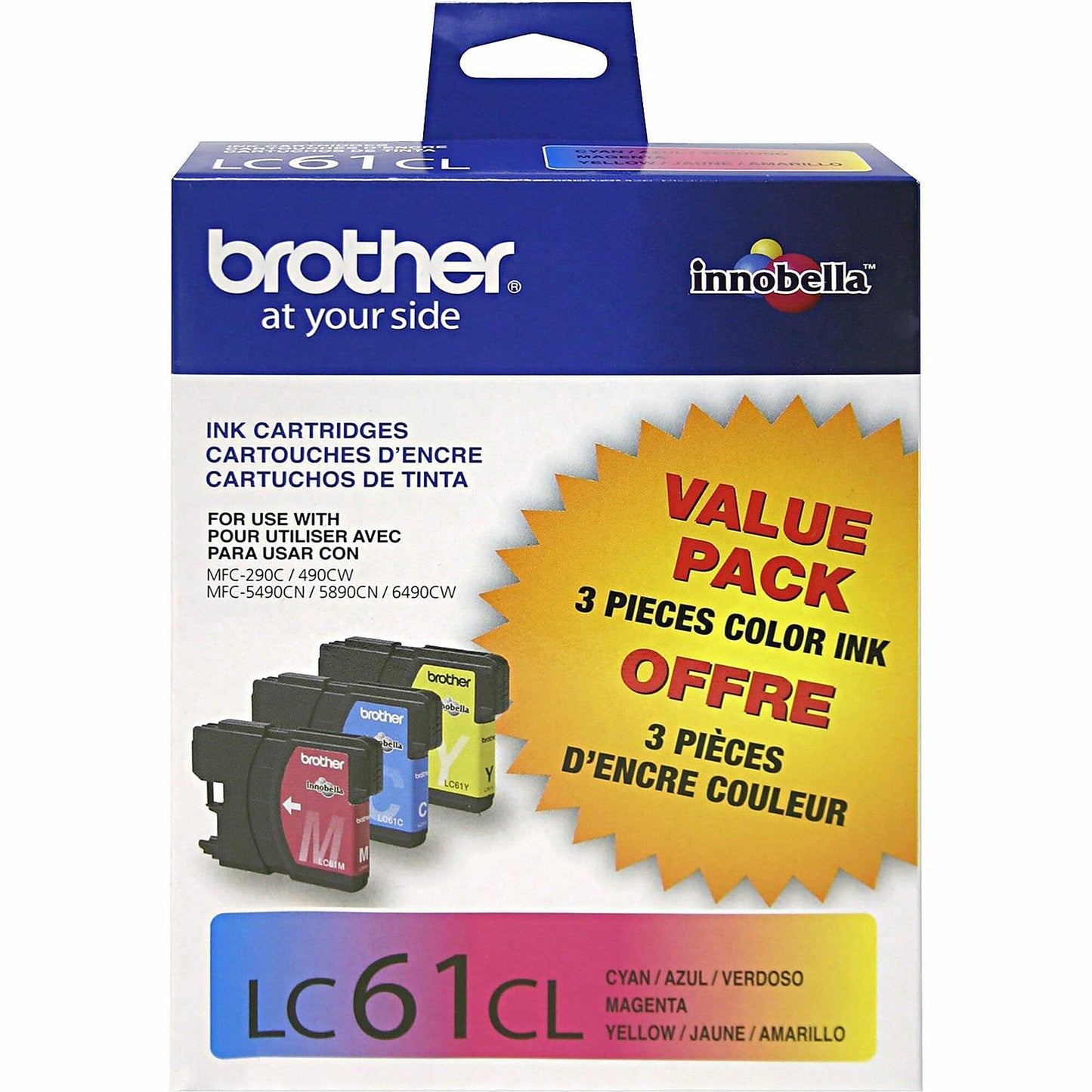 Genuine Brother LC613PKS Cyan, Magenta, Yellow Ink Cartridge (450 pages)