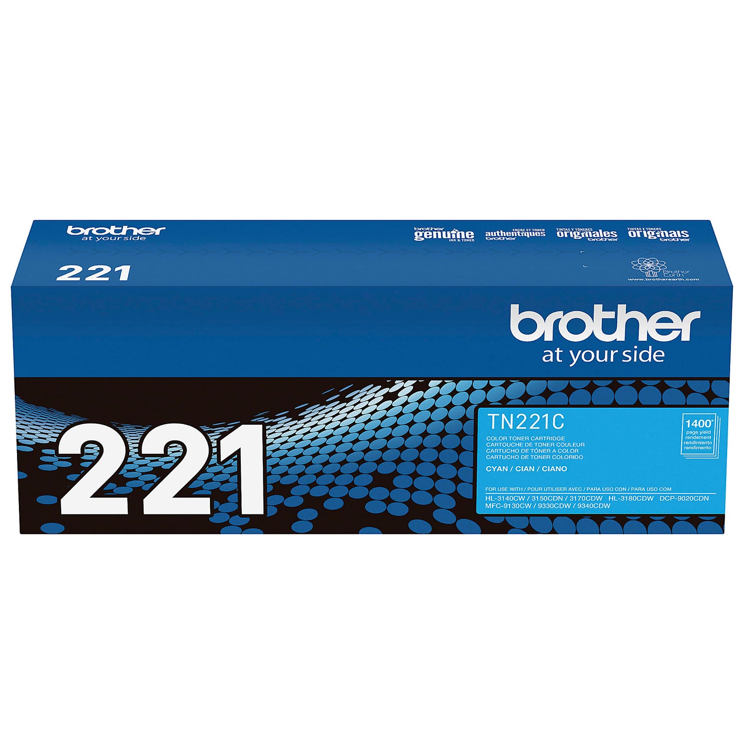 Genuine Brother TN221C Cyan Toner Cartridge (1,400 pages)