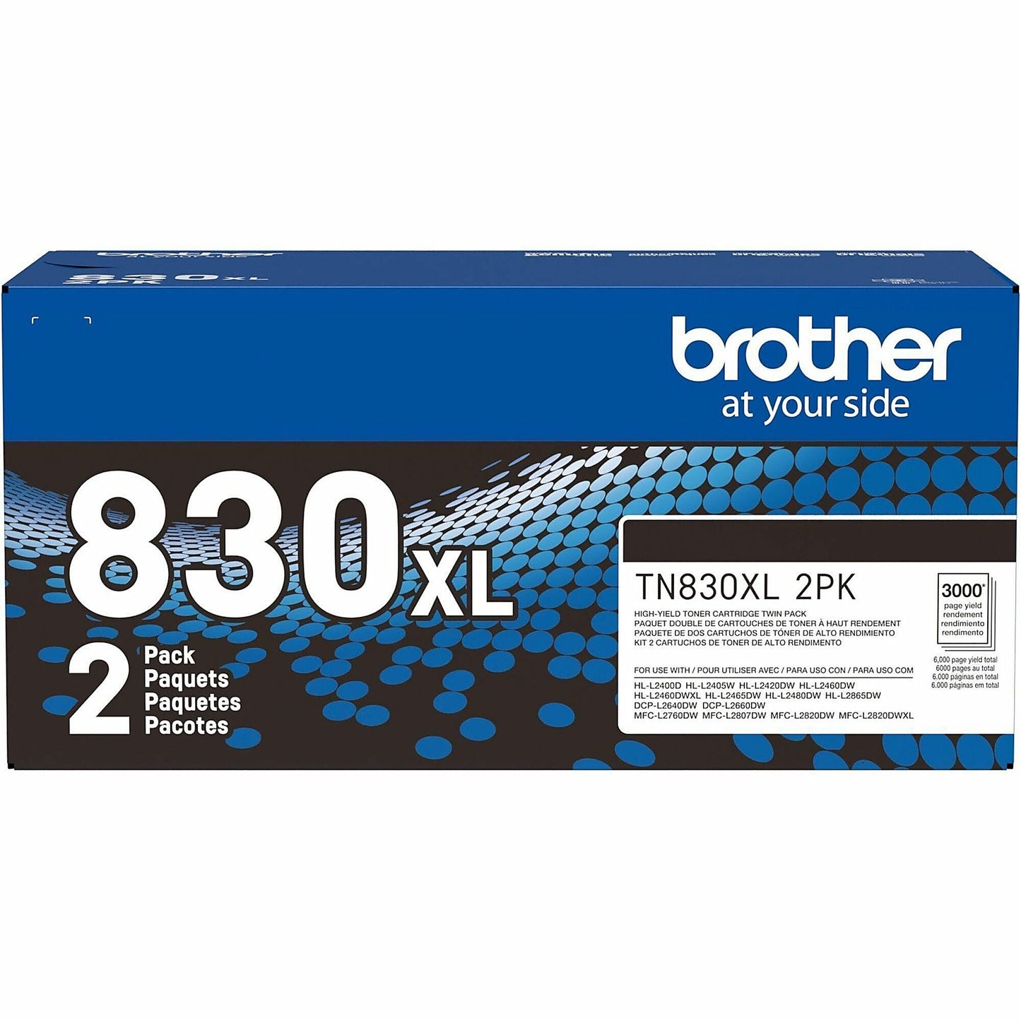 Genuine Brother TN830XL High Yield Black Toner Cartridge (3,000 pages) Twin Pack