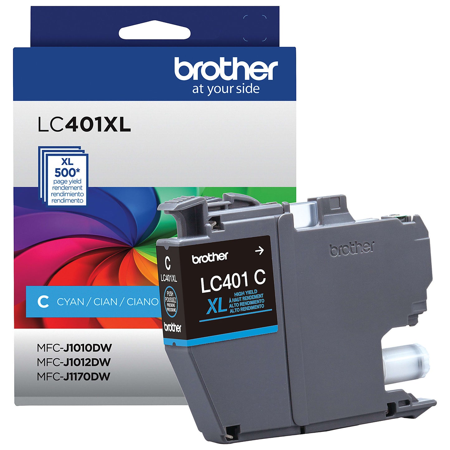 Genuine Brother LC401XLC High Yield Cyan Ink Cartridge (500 pages)