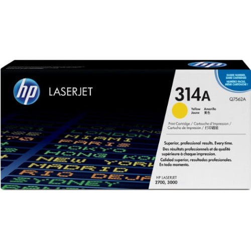 Genuine HP 314A Yellow Toner Cartridge, Q7562A (3,500 pages)