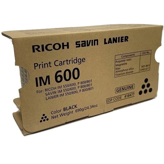 Genuine Ricoh 418477 Black Toner Cartridge (25,000 pages) (IM 600)