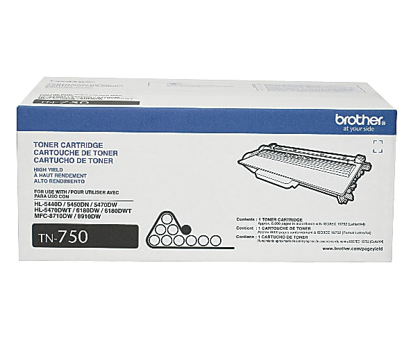 Genuine Brother TN750 High Yield Black Toner Cartridge (8,000 pages) Image 1