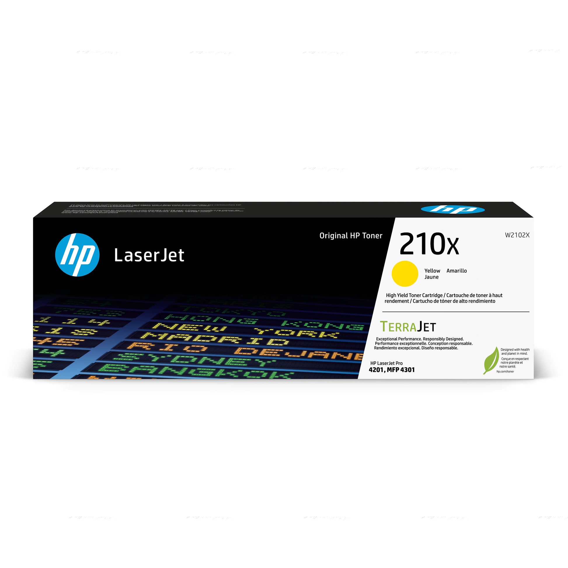 Genuine HP 210X High Yield Yellow Toner Cartridge, W2102X (5,500 pages) Image 1