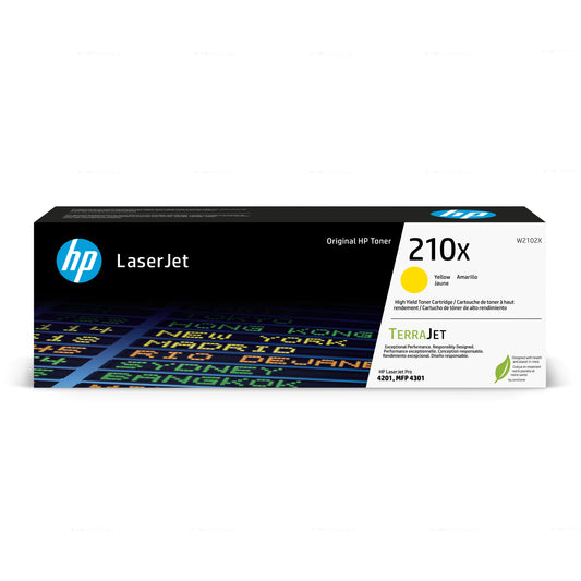 Genuine HP 210X High Yield Yellow Toner Cartridge, W2102X (5,500 pages) Image 1