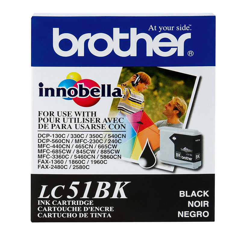 Genuine Brother LC51BK Black Ink Cartridge (500 pages)