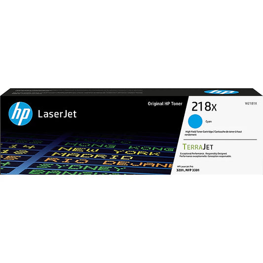 Genuine HP 218X Cyan Toner Cartridge, W2181X (2,500 pages)