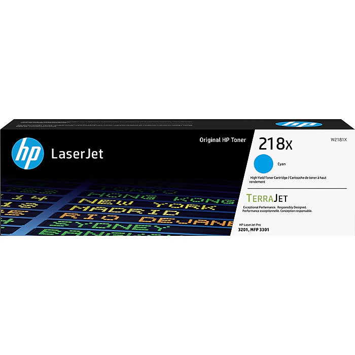 Genuine HP 218X Cyan Toner Cartridge, W2181X (2,500 pages)