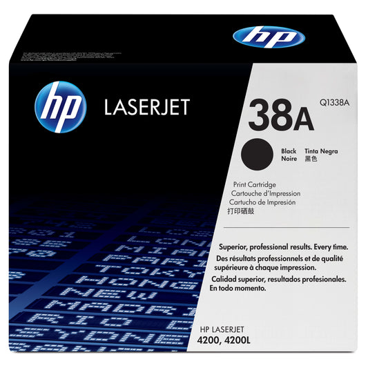 Genuine HP 38A Black Toner Cartridge, Q1338A (12,000 pages)