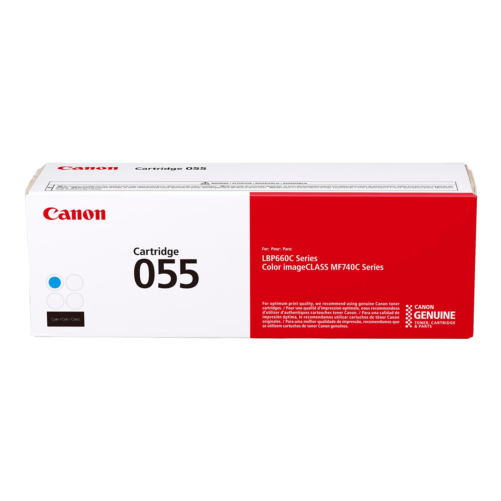 Genuine Canon 055 Cyan Cyan Toner Cartridge (2,100 pages) Image 1