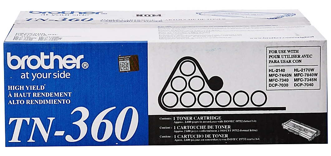 Genuine Brother TN360 High Yield Black Toner Cartridge (2,600 pages)