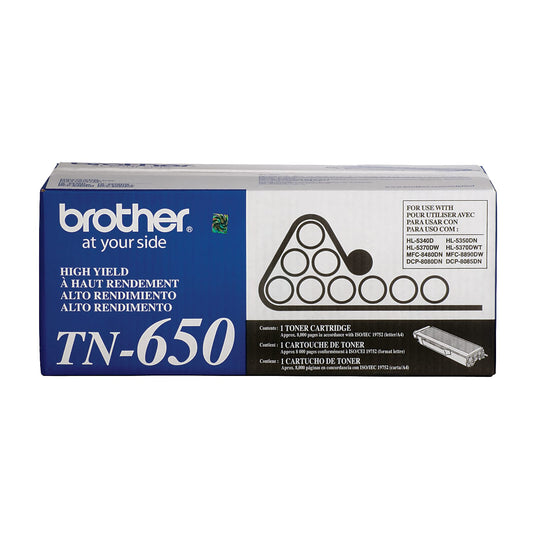 Genuine Brother TN650 High Yield Black Toner Cartridge (8,000 pages) Image 1