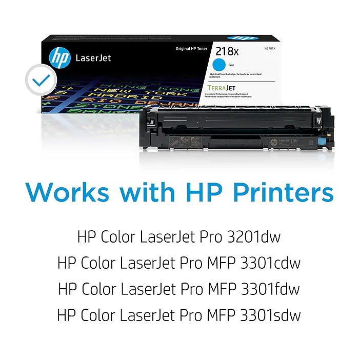 Genuine HP 218X Cyan Toner Cartridge, W2181X (2,500 pages) Image 2