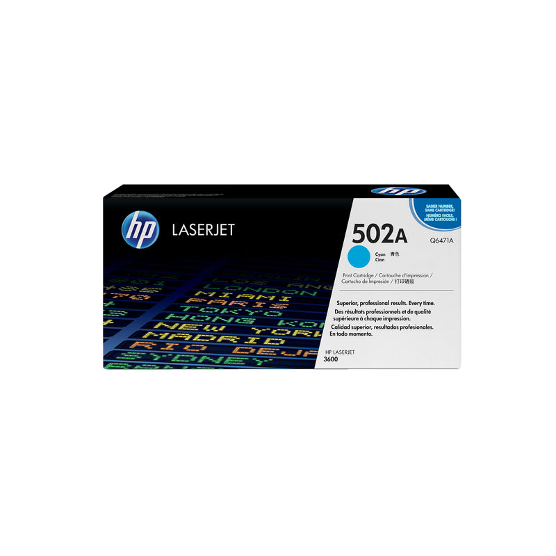 Genuine HP 502A Cyan Toner Cartridge, Q6471A (4,000 pages)