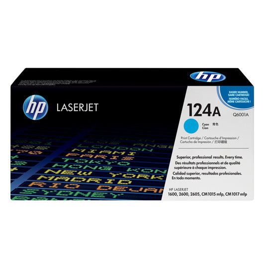 Genuine HP 124A Cyan Toner Cartridge, Q6001A (2,000 pages) Image 1