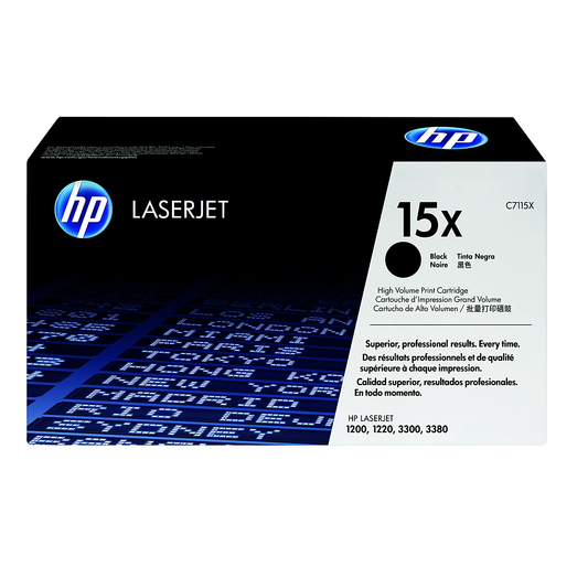Genuine HP 15X High Yield Black Toner Cartridge, C7115X (3,500 pages) Image 1