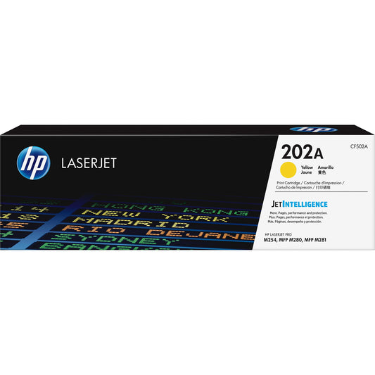 Genuine HP 202A Yellow Toner Cartridge, CF502A (1,300 pages) Image 1