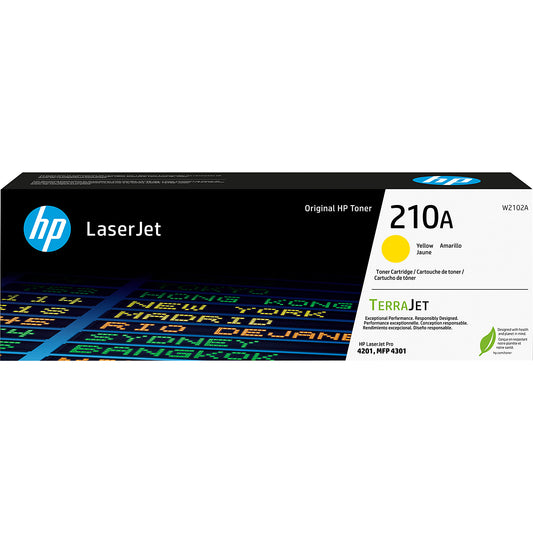 Genuine HP 210A Yellow Toner Cartridge, W2102A (1,800 pages) Image 1