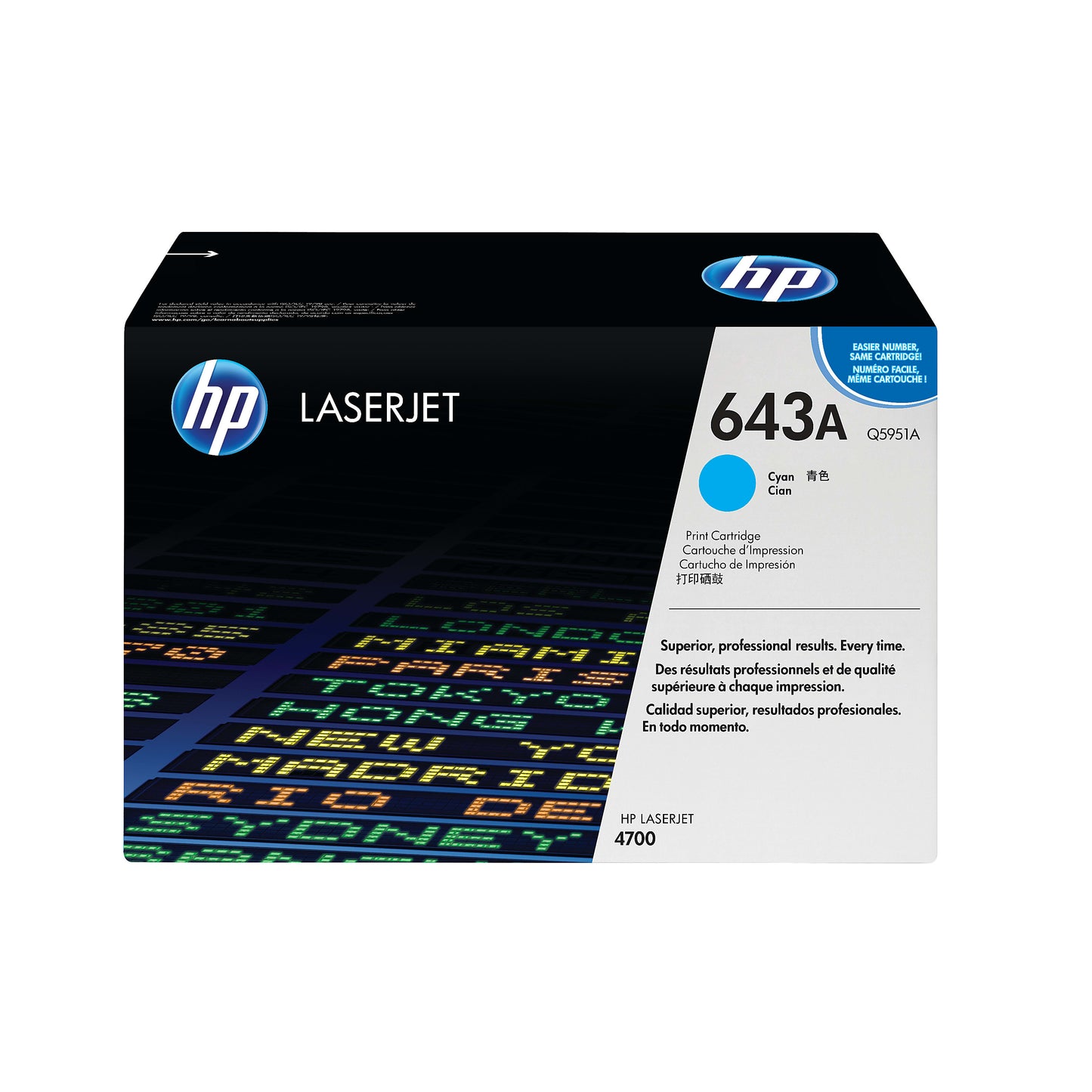 Genuine HP 643A Cyan Toner Cartridge, Q5951A (10,000 pages) Image 1
