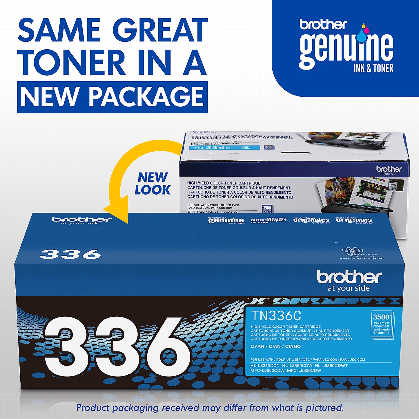 Genuine Brother TN336C High Yield Cyan Toner Cartridge (3,500 pages) Image 3