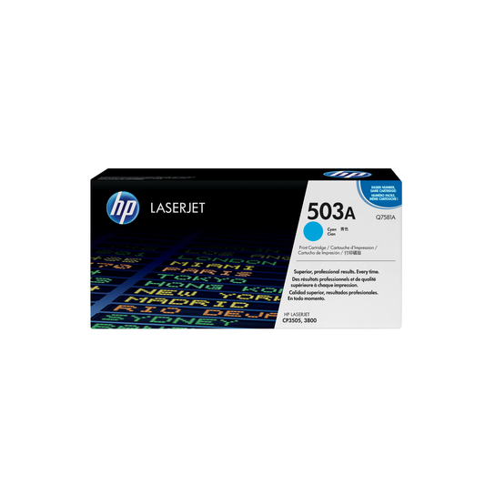 Genuine HP 503A Cyan Toner Cartridge, Q7581A (6,000 pages) Image 1