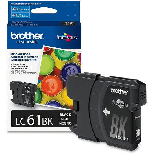 Genuine Brother LC61BK Black Ink Cartridge (450 pages)