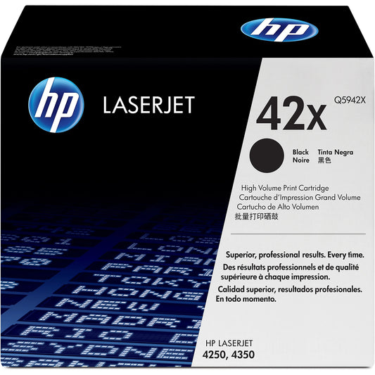 Genuine HP 42X High Yield Black Toner Cartridge, Q5942X (24,000 pages) Image 1