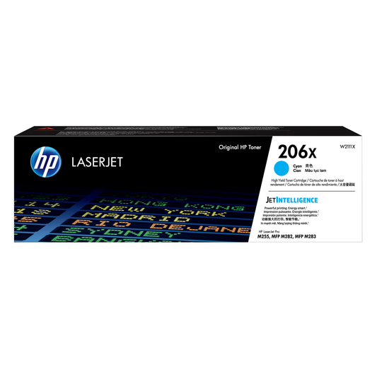Genuine HP 206X High Yield Cyan Toner Cartridge, W2111X (2,450 pages) Image 1