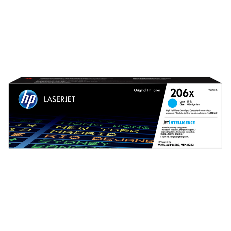 Genuine HP 206X High Yield Cyan Toner Cartridge, W2111X (2,450 pages) Image 1