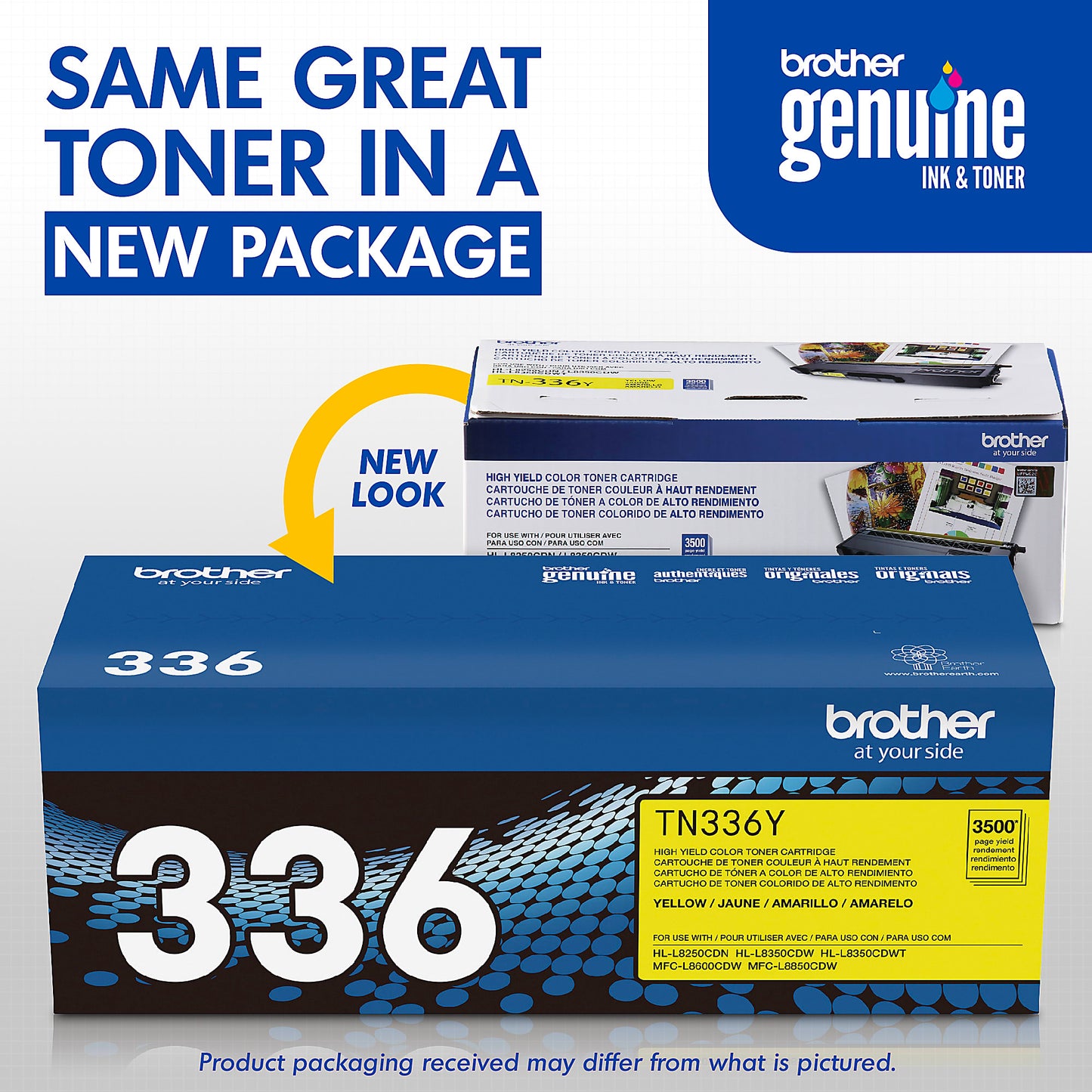 Genuine Brother TN-336Y High Yield Yellow Toner Cartridge (3,500 pages) Image 3