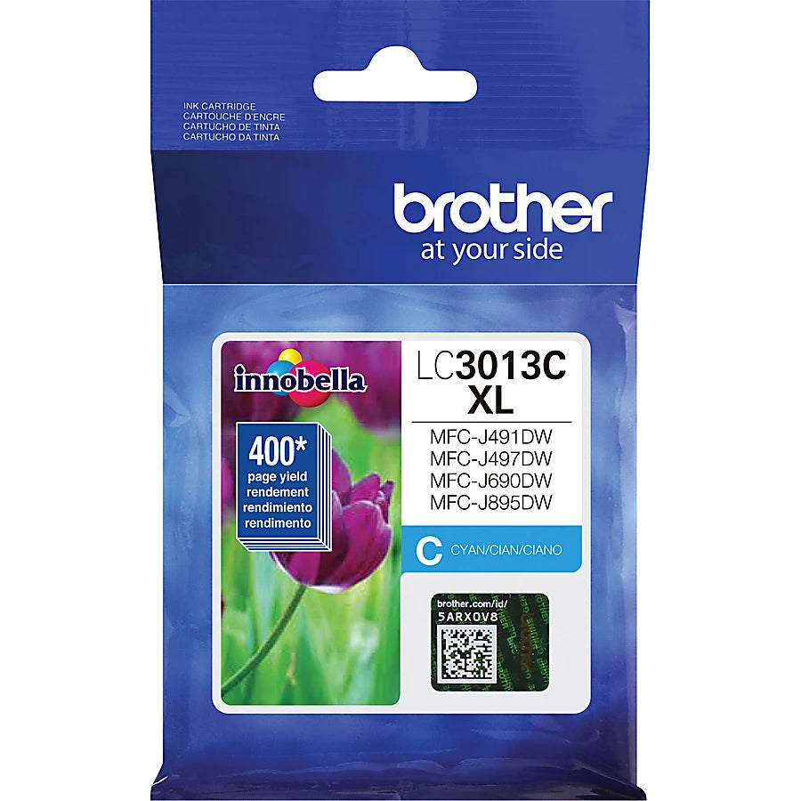 Genuine Brother LC3013C High Yield Cyan Ink Cartridge (400 pages)