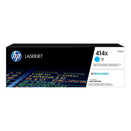 Genuine HP 414X High Yield Cyan Toner Cartridge, W2021X (6,000 pages) Image 1