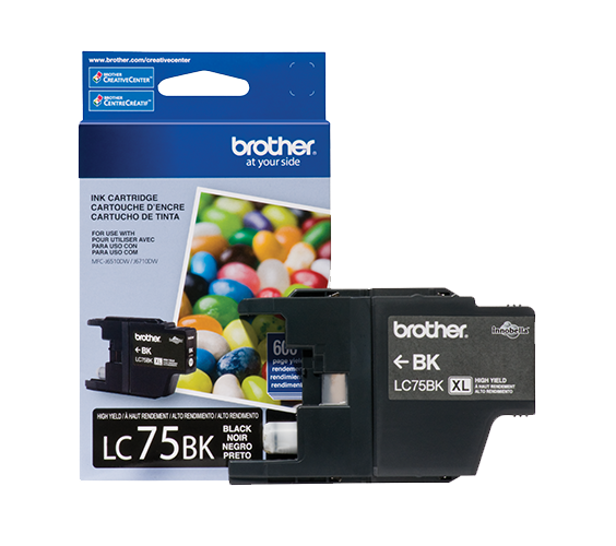 Genuine Brother LC75BK High Yield Black Ink Cartridge (600 pages) Image 2