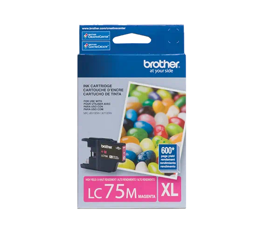 Genuine Brother LC75M High Yield Magenta Ink Cartridge (600 pages)