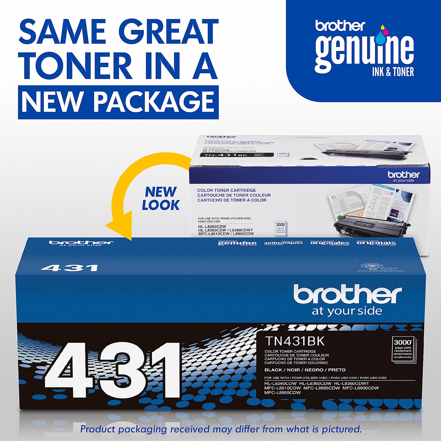 Genuine Brother TN431BK Black Toner Cartridge (3,000 pages)