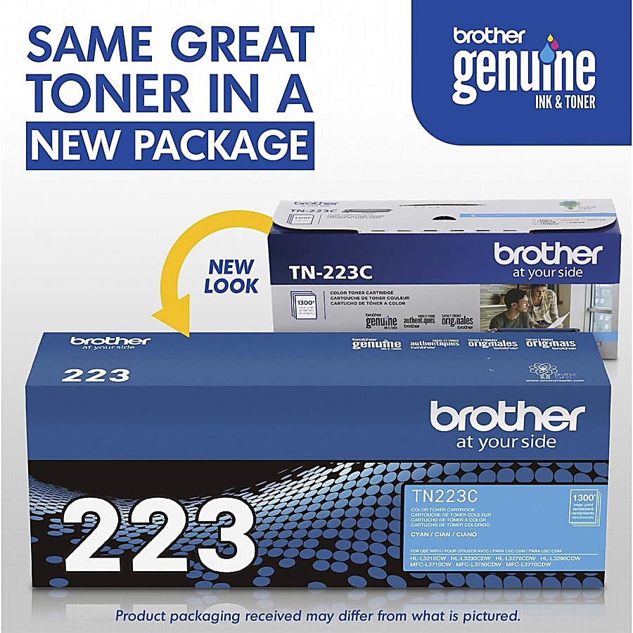 Genuine Brother TN223C Cyan Toner Cartridge (1,300 pages)