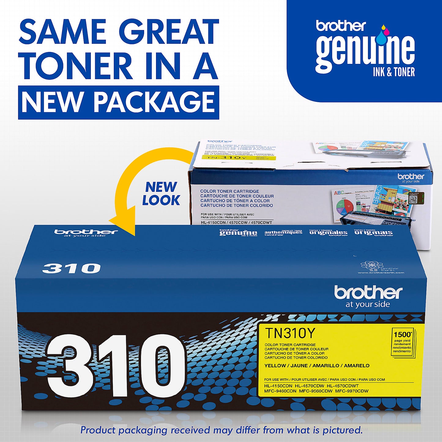 Genuine Brother TN310Y Yellow Toner Cartridge (1,500 pages)