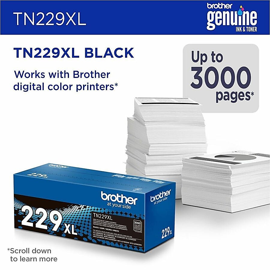 Genuine Brother TN229XLBK Black Toner Cartridge (3,000 pages)