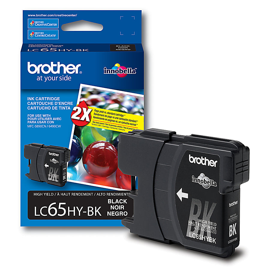 Genuine Brother LC65HYBK High Yield Black Ink Cartridge (900 pages)