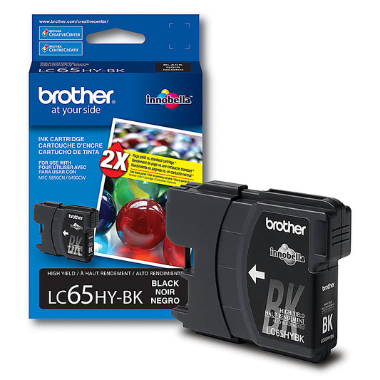 Genuine Brother LC65HYBK High Yield Black Ink Cartridge (900 pages)